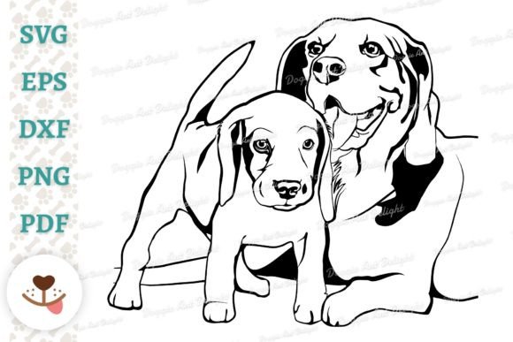 Beagle Dog Mom and Beagle Puppy Svg Png: Graphics for Crafts and Branding