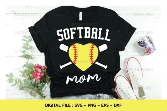 Softball Mom Sport Heart Svg Graphics